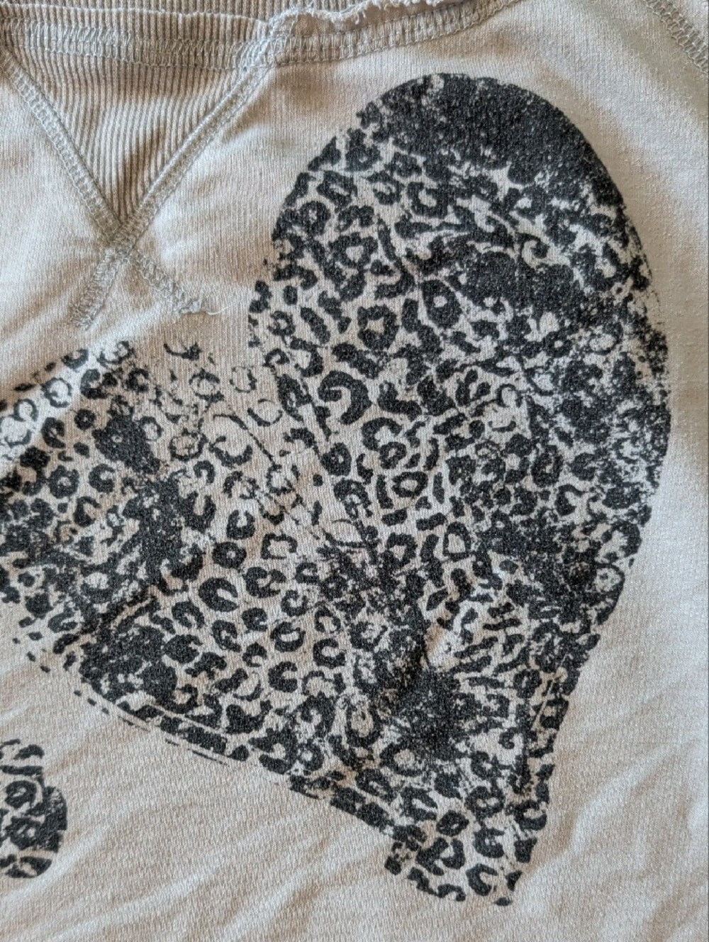 Wet Seal Beige Sweatshirt with Leopard 'LOVE' Graphic - Picture 3 of 5